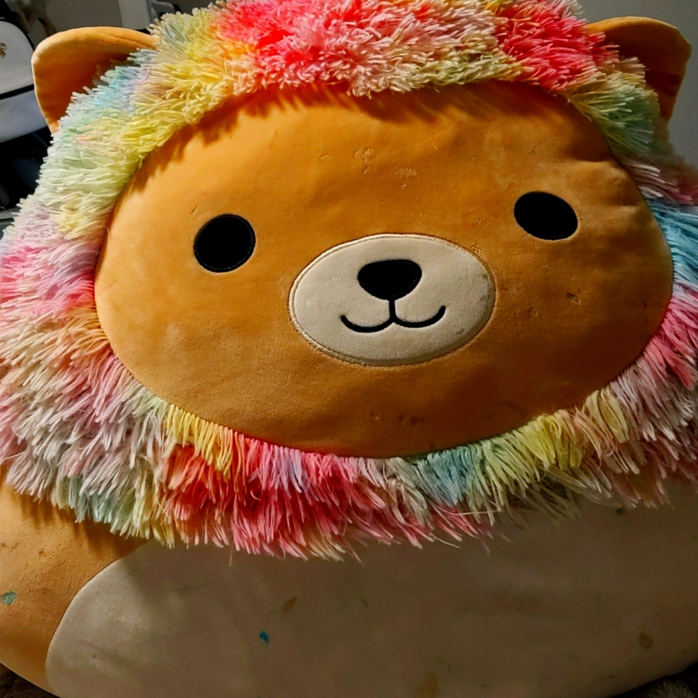 Big Squishmallow lion rainbow colored oversized